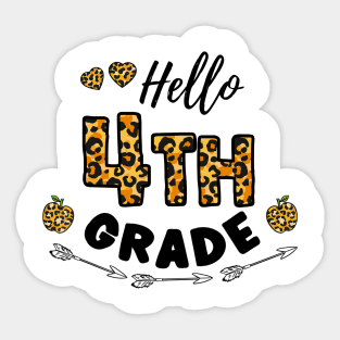 Hello 4th Grade Leopard Back To School Sticker